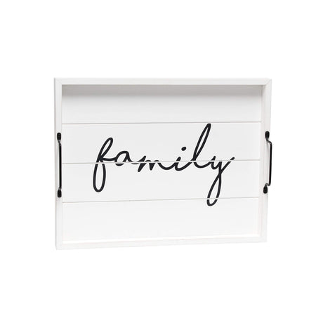 Elegant Designs HG2000-WFM Decorative Wood Serving Tray w/Handles, 15.50" x 12", Family Elegant Designs