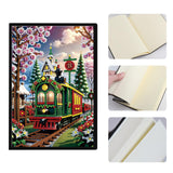 JISHSHAY 2 PCS Christmas Diamond Painting Notebook Diary Christmas Tree Diamond Art Leather Journal Xmas Gem Art Note Book Train Mosaic Kits for Adults Journal Notebook Gem Painting Sketchbook Diary JISHSHAY