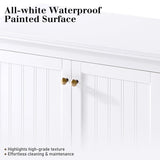 AMERLIFE 72" Farmhouse Sideboard Buffet Cabinet with Barn Doors, Storage Console Table with Adjustable Shelves, Coffee Bar/TV Stand for Living Room, Kitchen, Entryway, White AMERLIFE