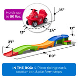 Step2 Up & Down Roller Coaster Kids Ride On Toy, Push Car, Indoor/Outdoor Playset, Made of Durable Plastic, Max Weight 50 lbs., For Toddlers 2-5 Years Old, Multicolor Step2