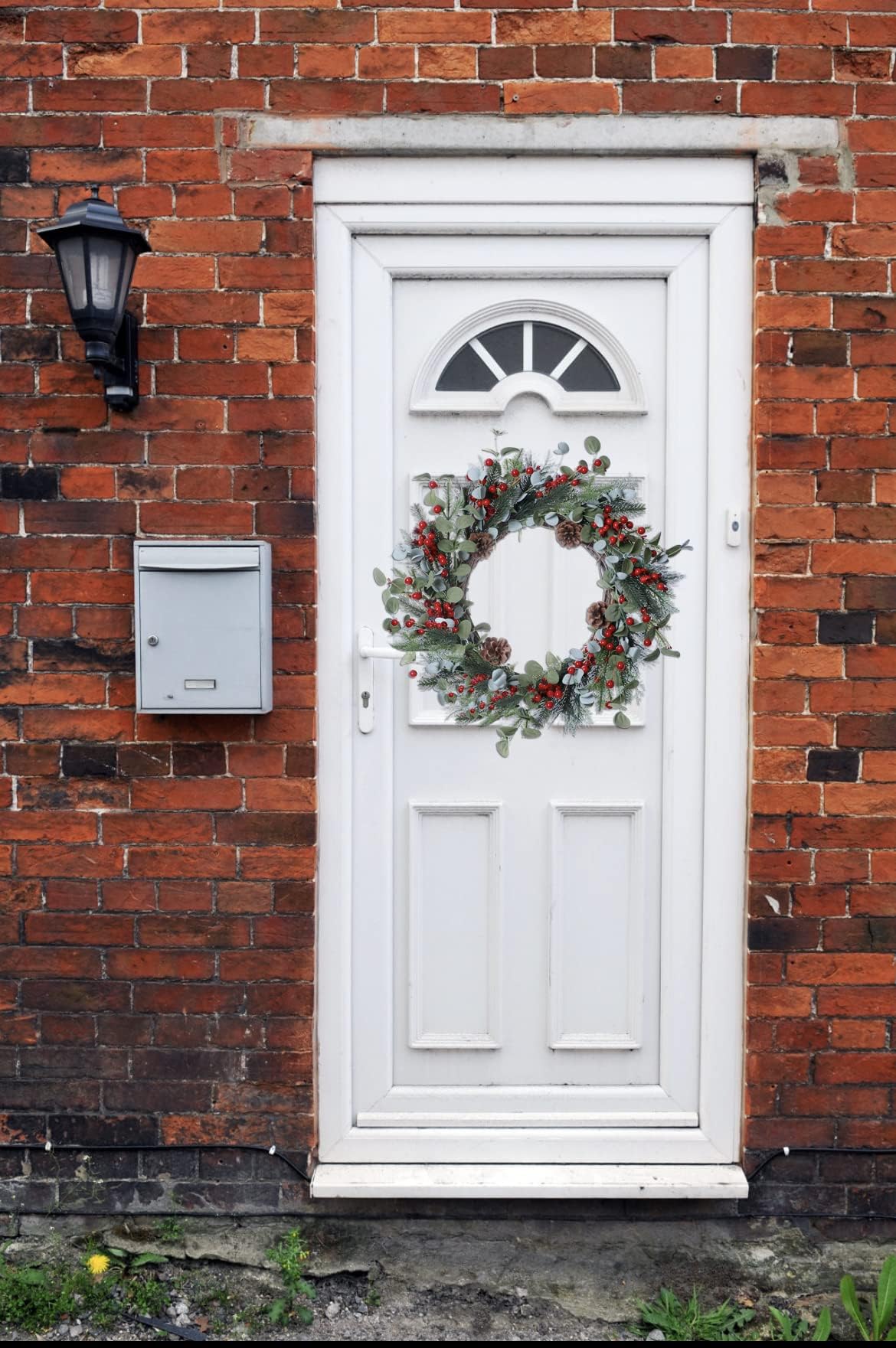 DIYFLORU 20 Inches Christmas Wreath Winter Wreaths Artificial Christmas Wreaths for Front Door Christmas Berry Wreath with Pine Needles Pine Cones Red Berries for Home Window Porch Winter Decorations