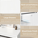 Jocoevol White Dresser 6 Drawer Dresser for Bedroom, Modern Fluted Dresser with Deep Drawers, Large Double Wooden Dresser Chest of Drawers for Living Room, Hallway, Entryway (White) Jocoevol