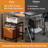 Rolling File Cabinet Cart, Printer Stand with Storage Drawer, Mobile Filing Cabinet on Lockable Wheel, Printer Cart with Hanging File Folder Organizer Beside Under Desk for Office Home(Patent Pending) Tiaoheka