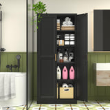 Pantry Cabinet, 71 Inch Tall Kitchen Storage Cabinet, Metal Pantry Cabinet with Doors and Adjustable Shelves, Black Food Cupboard Freestanding Cabinet for Living&Dinning Room-Assembly Required Polup