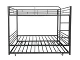 ASKVDL Twin Over Twin Metal Bunk Bed with Trundle,Convertible Twin Size Bunkbeds for Kids Teens Adults,Heavy Duty Metal Slats Bed Frame/Save Space,No Spring Box Required,Black ASKVDL
