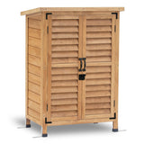 MCombo Outdoor Wood Storage Cabinet, Small Size Garden Wooden Tool Shed with Double Doors, Outside Tools Cabinet for Backyard (24.6”x 18.3”x38.2”) 0985 (Yellow) mcombo