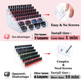 ALUYUYO 7-Tier Nail Polish & Sunglasses Organizer | Screwless Cosmetic Display Shelf for Makeup, Jewelry, Eyeglasses Storage | Non-Slip Bathroom Vanity Shelf for Essential Oils ALUYUYO