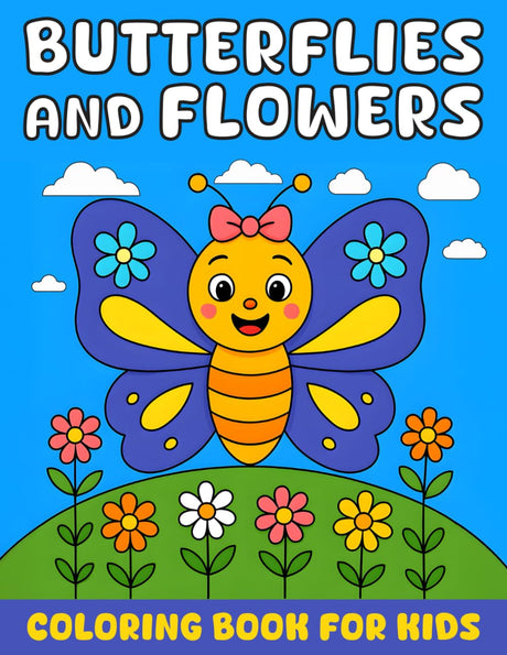 Butterflies and Flowers Coloring Book: Simple and Adorable Coloring Pages Featuring Various Beautiful Butterflies and Flowers for Kids, Ages 4-8. Majosta