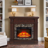 46" Large Electric Fireplace with Mantel, 40" H Tall Fireplace TV Stand, Freestanding Electric Fireplace Heater with Adjustable Flame, Remote Control Fire Place Mantel for Living Room (Walnut) PUTESTEVE