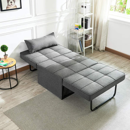 Vonanda Sofa Bed, Convertible Chair 4 in 1 Multi-Function Folding Ottoman Modern Breathable Linen Guest Bed with Adjustable Sleeper for Small Room Apartment,Dark Gray