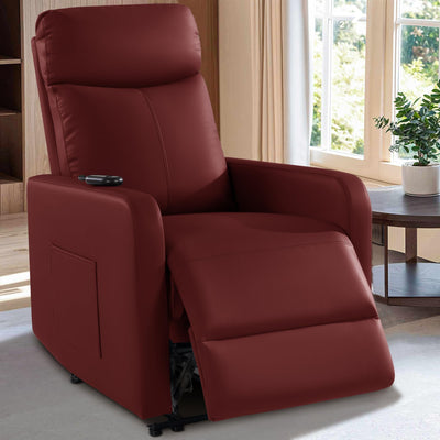 Cfvyne Zero Wall Power Recliner Chairs, Small Recliner for Small Spaces and Petite People Woman (1, Red Faux Leather)