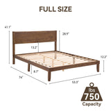 MT EDITION Wood Full Size Bed Frame,Wooden Full Platform Bed Frame with Headboard,Sturdy Rubber Modern Home Style Bed Frame for Bedroom (Full) MT EDITION