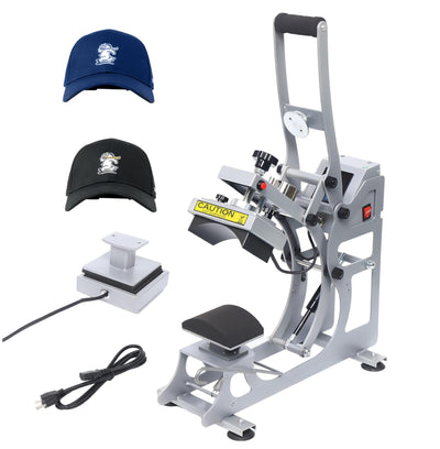 Hat Press Heat Machine, 2-in-1 Commercial Caps Hat Heat Press Transfer Machine 12x12cm Semi-Auto Magnetic Digital Press, American Standard 110V Small Label Stamping Machine Heat Press Machine for Caps