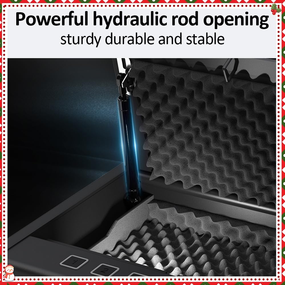 [ 20% Larger capacity ] Biometric Gun Safe for Handgun,Fingerprint Pistol Safe Box for Guns nightstand hidden gun storage for bedside Home Quick-Access large Ammunition Security Lock Box,Black XPEDITION