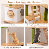 Tangkula Cat Tree with Litter Box Enclosure, 2-in-1 Cat Tower with Condo, Sisal Scratching Posts, Hanging Rope, Dangling Balls, Scratching Pad, Hidden Litter Box Furniture for Indoor Cats (White) Tangkula