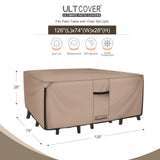 ULTCOVER Rectangular Patio Heavy Duty Table Cover - 600D Tough Canvas Waterproof Outdoor Dining Table and Chairs General Purpose Furniture Cover Size 126L x 74W x 28H inch ULTCOVER
