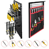 ElecVoztile Garage Power Tool Organizer Cart with Charging Station, Floor Stand Rolling Drill Holder and Tool Battery Storage Cart on Wheels, 3-Layer Utility Rack Shelf with 8 Outlet Power Strip,Black ElecVoztile