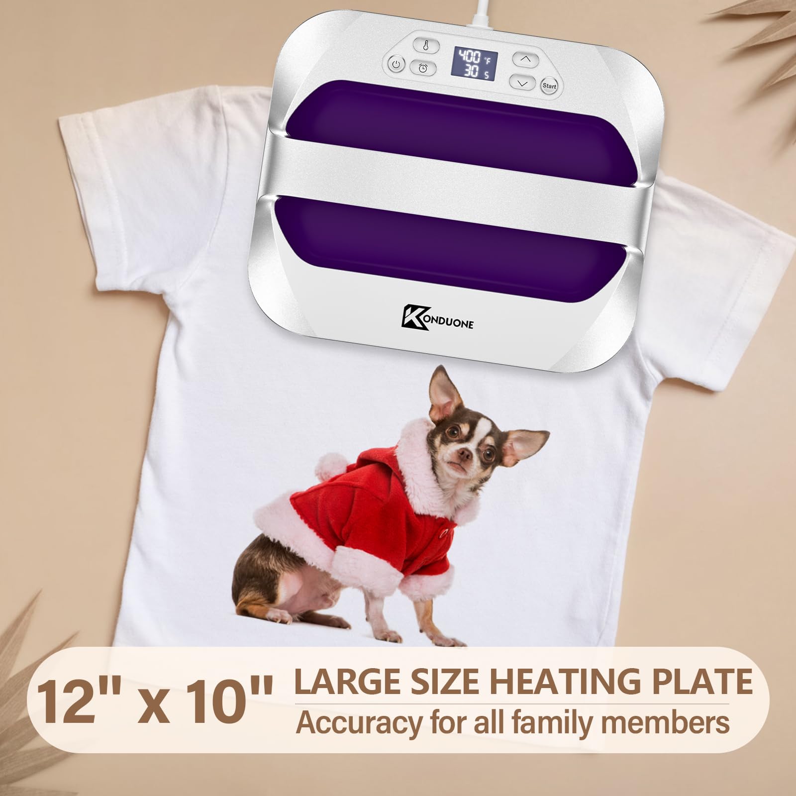 Heat Press Machine 12" x 10" Easy Press Heat Transfer for T-Shirts and HTV Vinyl Projects, Satin Silver & Lounge Violet - WoodArtSupply