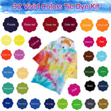 Tie Dye Kit 32 Color All-in-one Clothing Dye Kit, Permanent Fabric Dye Kit for Kids, Adults, Large Group Handmade Party Activity, DIY Bright Neon Tye Dye Kit MojiDecor