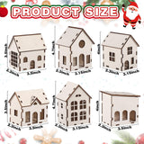 Hiboom 12 Pcs DIY Christmas Village Sets Wood Village Houses Christmas Mini Wooden House Gift for Winter Xmas Party Decorations Hiboom