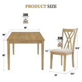 7-Piece Farmhouse Dining Table Set with 6 Upholstered Chairs & 60-Inch Solid Wood Table, Whitewash Finish - Rustic Kitchen Furniture, Padded Seats, Comfortable Dining Room Set for 6 SDHYL