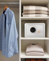 TIGERKING Biometric Fingerprint Home Safe, 1.2 Cubic Feet Digital Security Safe Lock Box, Quick-Access Small Safes for Cash, Jewelry, Handgun, Document, White TIGERKING