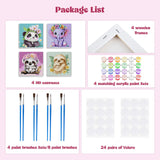 MXJSUA 4 Pack Framed Cute Animals Paint by Numbers for Kids Ages 6-12, Panda Elephant Sloth Koala Paint by Number Kits for Children Beginner, Acrylic Oil Painting for Home Wall Decor (8x8inch) MXJSUA