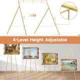 Gold Easel Stand for Sign, Heavy Duty Metal Display Easel with Adjustable Chain, 4-Tier Height Art Easel for Painting, Wedding Sign, Posters & Commercial Display 1 YACONA