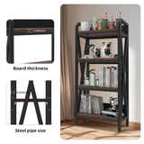 Bakers Rack with 4-Tier Adjustable Wood Shelves, Heavy-Duty Metal Frame Kitchen Shelf Organizer, Microwave Stand for Kitchen, Living Room, Apartments, 25.6" Wider Sailret