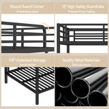 Bellemave Full Over Full Bunk Beds for Adults with Ladder & Full-Length Guardrails, Metal Heavy Duty Full Size Bunk Bed Frame with Sturdy Slats, Noise Free, No Box Spring Needed, Black Bellemave