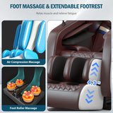 AVSAMOQ Massage Chair Full Body, Zero Gravity Massage Chair Recliner with Air Pressure, 8 Fixed Massage Rollers, Heating, Foot Roller, Bluetooth Speaker, for Home Office Men Women (Brown) AVSAMOQ