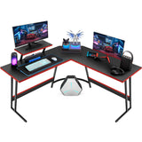 Homall L Shaped Gaming Desk Computer Corner Desk PC Gaming Desk Table with Large Monitor Riser Stand for Home Office Sturdy Writing Workstation (Black, 51 Inch) Homall