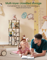 HOVANESTY Rotating Bookshelf, Spinning Bookshelf, 4 Tier 360 Display Freestanding Wood Rotating Bookcase for Kids Room, Living Room, Office, Bedroom, Study Room HOVANESTY