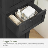 Iwell Tall Bathroom Cabinet, Storage Cabinet with 2 Doors, Narrow Floor Storage Cabinet with Adjustable Shelves for Bathroom, Living Room, Black Iwell