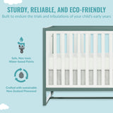 Dream On Me Arlo 5-in-1 Convertible Crib in Jungle Green, JPMA Certified, 3 Mattress Height Settings, Non-Toxic Finish, Made of Sustainable and Sturdy Pinewood Dream On Me