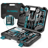 Sundpey Home Tool Kit 257-PCs - Household Basic Repair Tool Set for Men Women - General Hand Mechanic's Tool Set & Screwdriver Set & Wrench Set & Socket & Portable Tool Box Storage Case Blue Sundpey