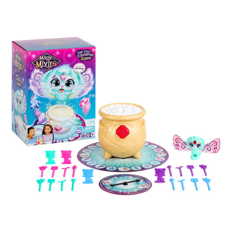 Magic Mixies Magic Potion Cauldron Game. Place The Magic Ingredients Into The Cauldron and Make The Exclusive Mixling Leap Up and Out to Win Magic Mixies