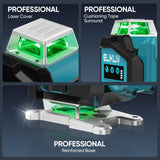 Laser Level, Elikliv Laser Level 360 Self Leveling, 200Ft Green Laser Level Lines Tool, 4x360° Cross Line Laser, Self Leveling Laser Level for Construction＆Picture Hanging,Rechargeable Batterie(16Hrs) Elikliv