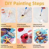 Mandun Paint by Numbers Kit for Kids with Frame, Sea Turtle Paint by Numbers for Kids Ages 4-8-12, DIY Turtle Acrylic Oil Painting for Home Wall Art Decor Gift 7.8x7.8 inch (with Frame Easel) Mandun