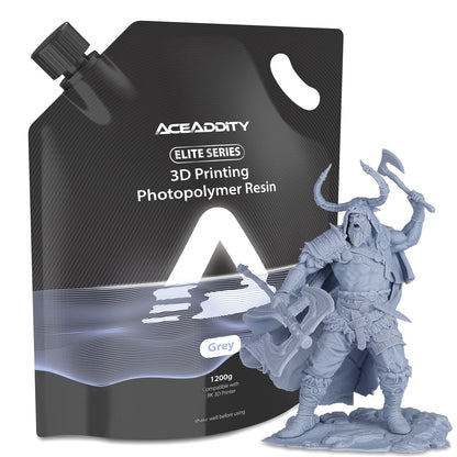 Aceaddity Elite Series 3D Printer Resin 405nm Photopolymer Resin LCD/DLP UV-Curing High Precision 3D Printing Liquid Compatible with 8k 3D Printer (Grey, 1200g)