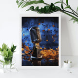 GHENBLT Microphone with Music Notes 5D Diamond Painting Kits for Adults Beginners Large Round Diamond Art Painting DIY Full Drill Diamond Dots Wall Paintings Gem Art for Gift Home Wall Decor 12"x16" GHENBLT