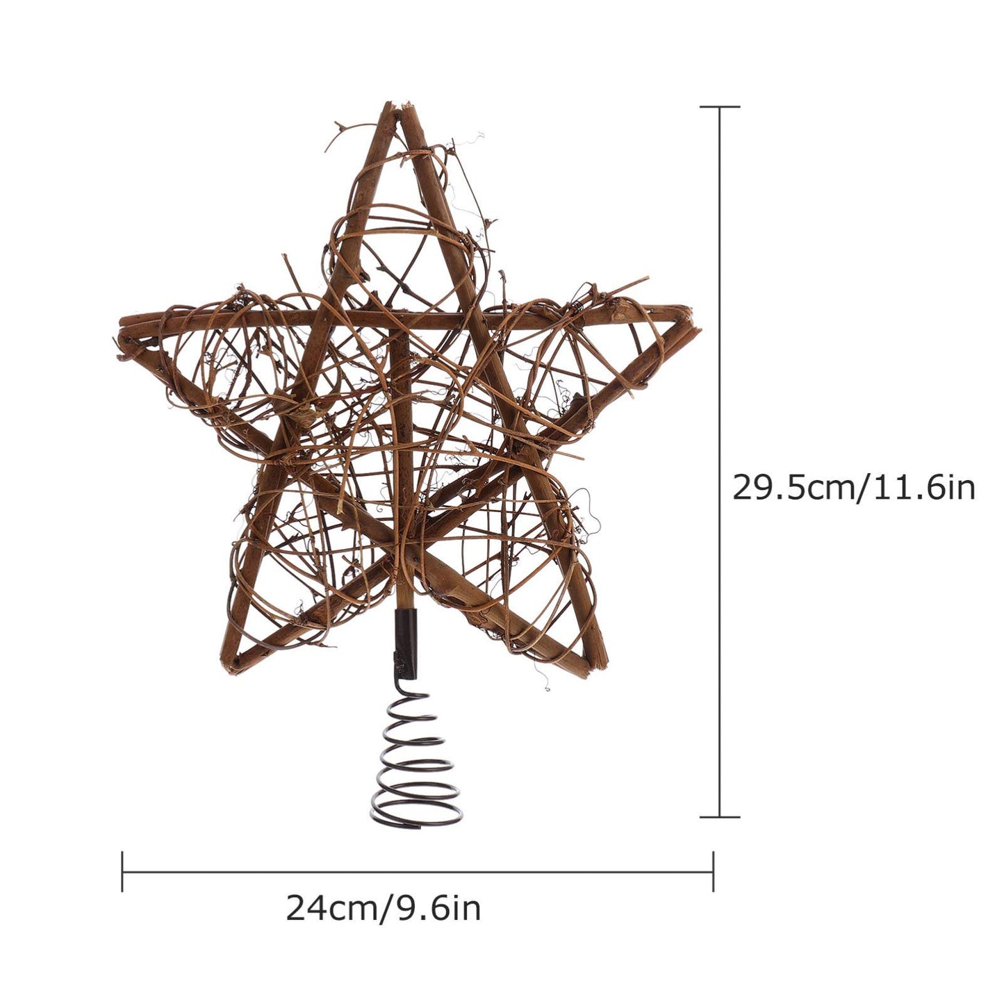 Toddmomy Rustic Christmas Tree Topper Star Rattan Natural Star Christmas Treetop Decoration Hollowed-Out Star Ornaments with Coil Base for Holiday Home Office