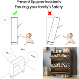 Maupvit Shoe Storage Cabinet with 2 Flip Drawers, Freestanding Organizer with Metal Legs for Entryway, Narrow Shoe Rack Cabinet, Rustic Brown Maupvit