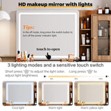 Vanity Desk with 29.53" HD Lighted Mirror, 47.24" Big Modern Vanity Desk with Mirror and Lights, Makeup Vanity with 5 Drawers and Storage Shelves and Charging Station,Brown Arulvmrn