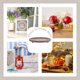 FESTWIND Decorative Tray, Oval Wooden Tray for Coffee Table Decor Kitchen Dinning Table Entryway, Small Beaded Tray for Holidays, Wood Tray Distressed Brown FESTWIND