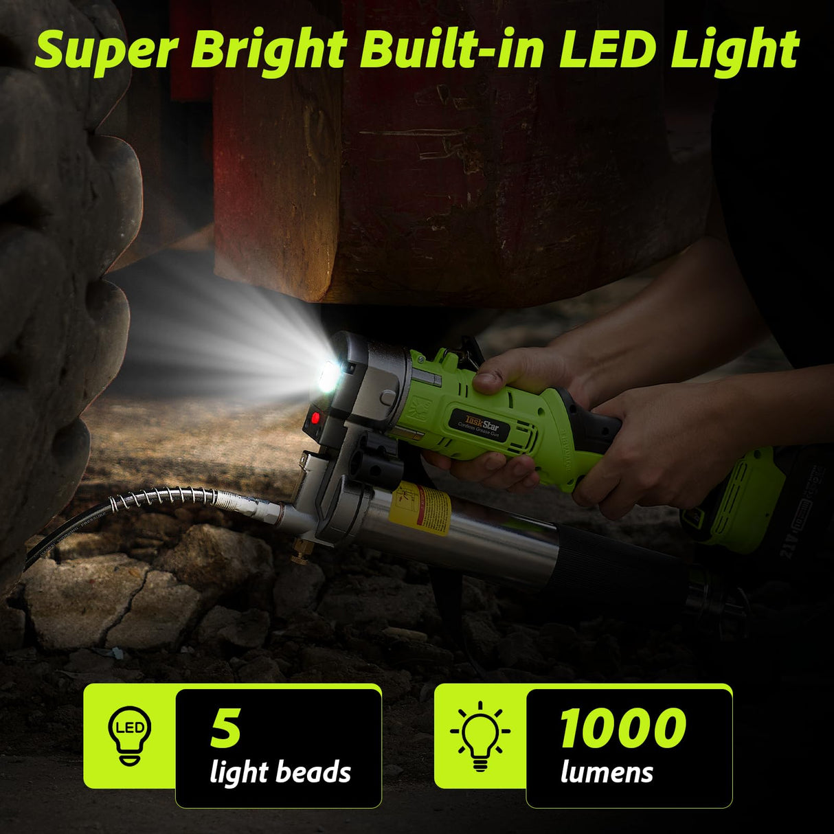 TaskStar Electric Grease Gun Kit: 2025 Upgraded 2-in-1 Battery Powered Grease Gun with 2 * 4000mAh Batteries, 90 Degree Coupler Adapter, Efficient for Farmers, Equipment Operators and Homeowners TaskStar