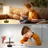Small Bedside Table lamp for Bedroom - 3 Color Temperatures Bedside Lamps with USB C and A Ports, Pull Chain Table Lamps with AC Outlet, White Nightstand Lamps with Black Metal Base for Kids Reading Dicoool