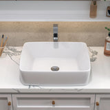 Sinber 19" x 15" x 5.31" White Rectangular Ceramic Countertop Bathroom Vanity Vessel Sink BVS1915A-OL Sinber