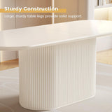 Guyii 86.61" Oval Dining Table, Modern Kitchen Table for 8 People, Indoor Rectangular Dining Room Table for Kitchen, Bar, Living Room, Home, Cream White, Table Only Guyii