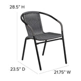 EMMA + OLIVER 2 Pack Gray Rattan Indoor-Outdoor Restaurant Stack Chair with Curved Back EMMA + OLIVER